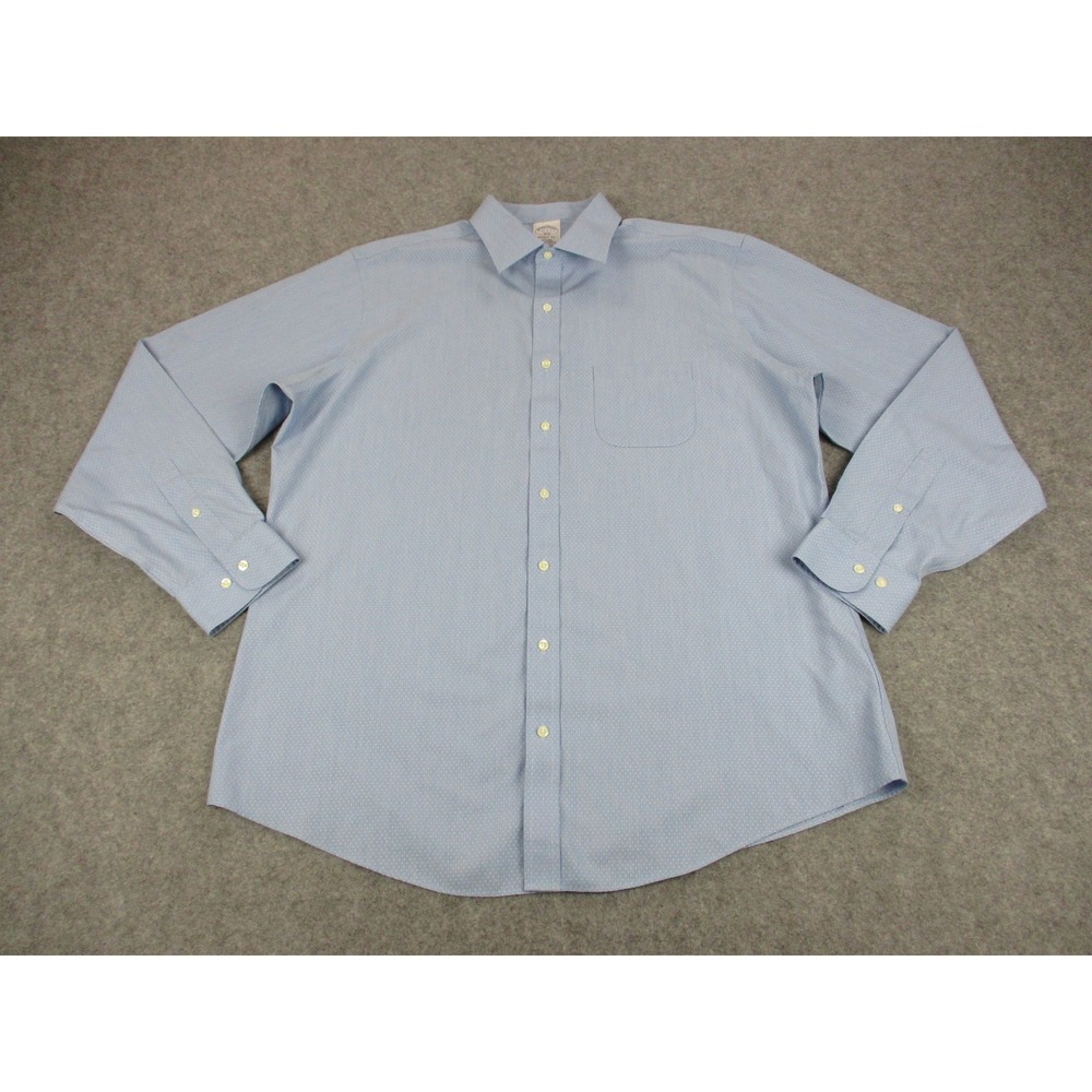 Brooks Brothers Mens 17.5 36/37 Blue Geometric Regent 1818 Dress Shirt Non-Iron